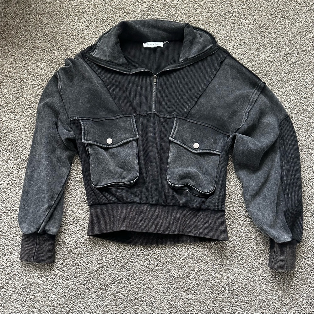 SEWN & SEEN MINERAL WASH ZIP SWEATSHIRT